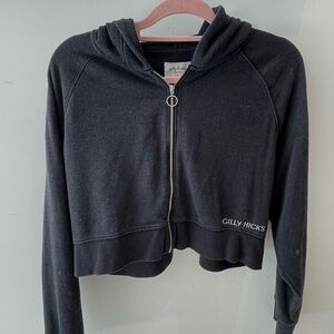 Gilly Hicks Black Cropped Zip-Up Jacket